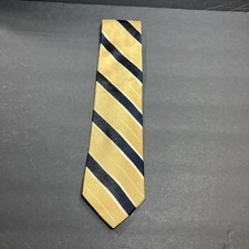Men’s Tommy Hilfiger Navy / Yellow Gold Classic Striped Silk Tie Made In USA