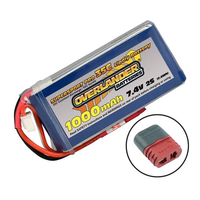 Overlander Supersport 1000mAh 2S 7.4v 35C LiPo Battery with Deans Connector