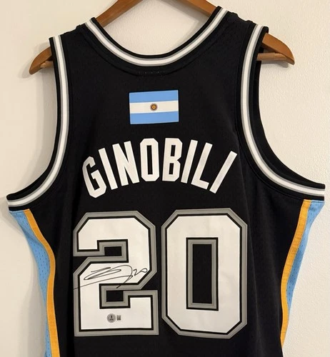Manu Ginobili San Antonio Spurs Signed Mitchell & Ness Auto NBA HOF Jersey BAS