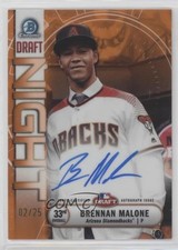 2019 Bowman Draft Chrome Night Orange Refractor 2/25 Brennan Malone Auto 19a0