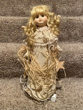 Vtg Trim A Home Christmas Doll Tree Topper lights up. WORKS.
