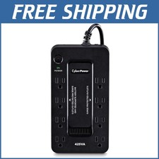 Black Compact UPS Battery Backup with 8 Outlets - Ideal for Home Electronics