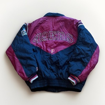 Vintage 90s San Fransisco 49ers Pro Player Puffer Jacket NFL XL Red Black