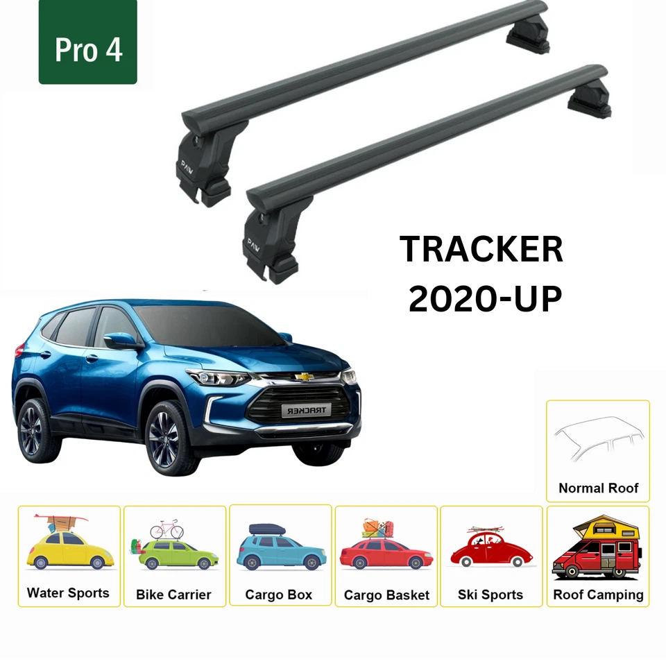 For Chevrolet Tracker 2020-2025 Roof Rack Cross Bars Normal Roof Alu Black - Image 2 of 4
