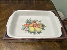 NEW Italy Made Gedan Princess Porcelain Rectangular Baker / Lasagna Dish Fruit