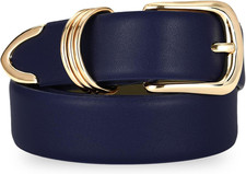 Women's Leather Belts with Gold Buckle Fashion Leather Waist Belt Elegant Ladies