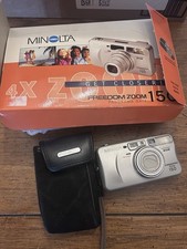 Minolta Freedom Zoom 150 Point  Shoot 35mm Film Camera WORKS W Box see Details