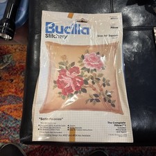 BUCILLA Stitchery 14 PILLOW KIT Satin Peonies Vintage