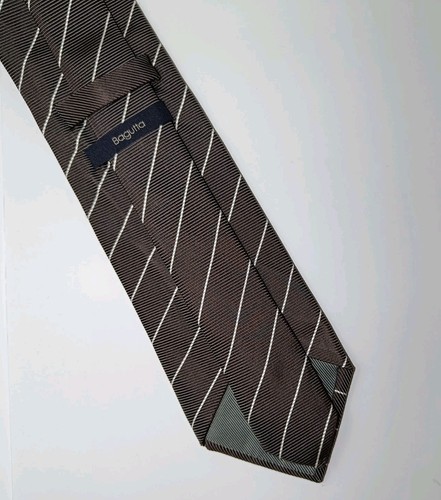 Cravatta Uomo BAGUTTA Marrone Righe Seta 100% Made in Italy Elegante Classica - Foto 7 di 7