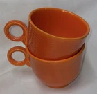 2 Fiesta Homer Laughlin Original Red Radioactive Coffee Tea Cups Circular Handle