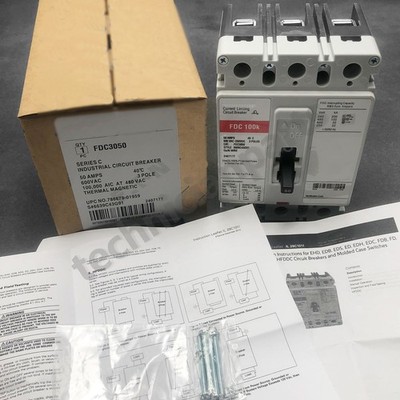 New 1Pc Circuit Breakers FDC3050 for EATON FDC3050 3 Pole 50 Amp 600V 100K FDC