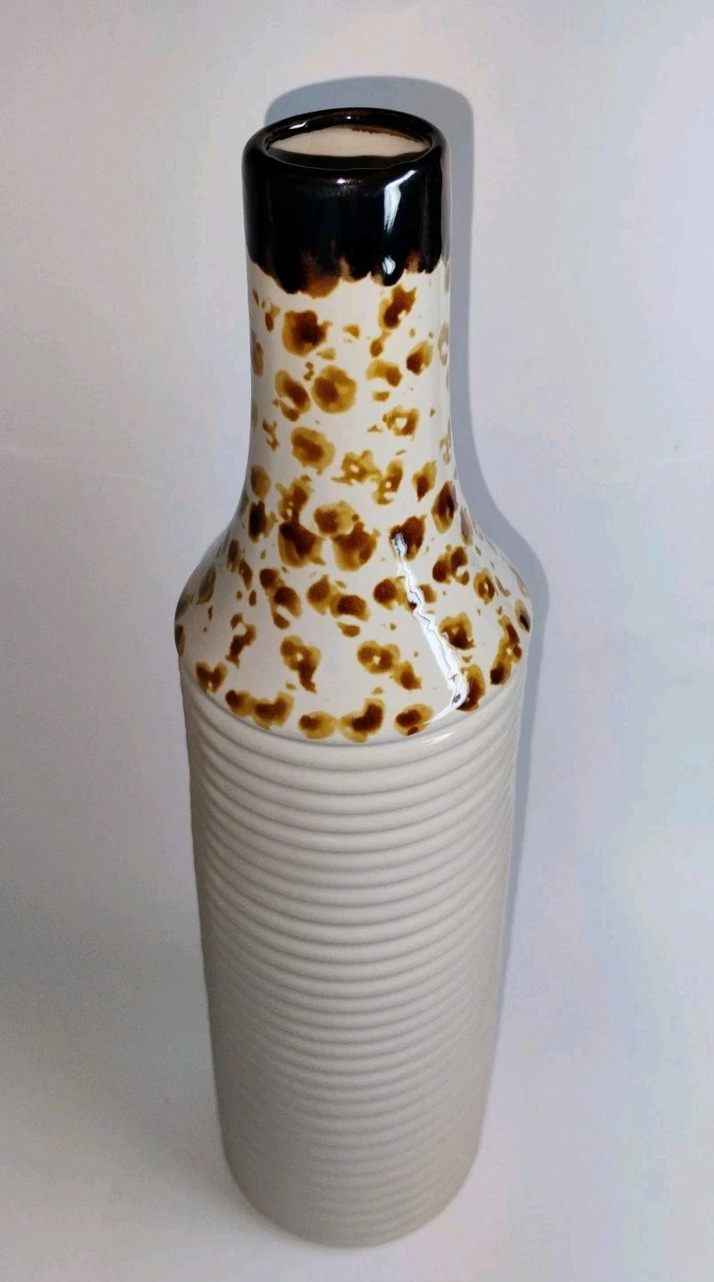 Brown Dot Cream Decorative Vase 14.5inch Home Decor Table