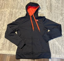 The North Face Women's Grey Orange Full Zip Up Jacket Hooded Sz Small Logo
