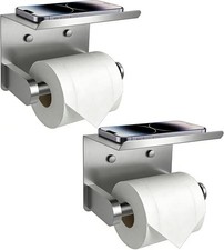 Toilet Paper Holder 2-Pack with Shelf Brushed SetSail Stainless Steel Wall Mount