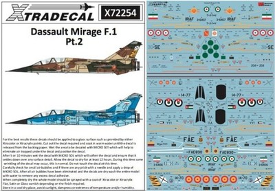 Xtradecal 1/72 Dassault Mirage F1 Iranian IRIAF Libyan Kuwaiti Jordanian Decals