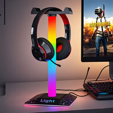RGB Headset Stand with 10 Light Modes  Type-C Port   Perfect for Gamers  Ofice