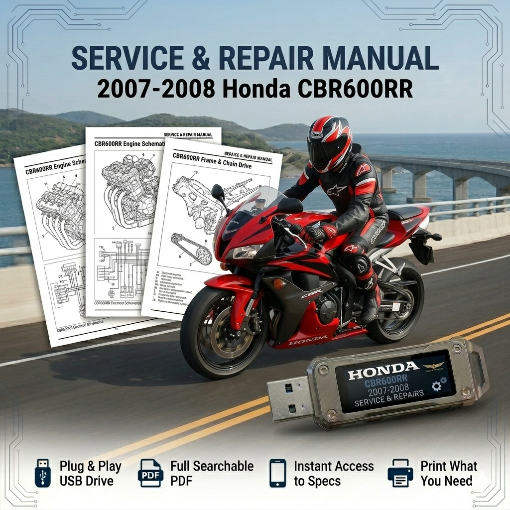 HONDA CBR600RR 2007 2008 SERVICE REPAIR SHOP MANUAL ON USB | eBay
