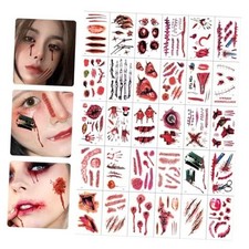 30PCS Halloween Scar Tattoos - Realistic Fake Wounds Zombie Makeup Kit -