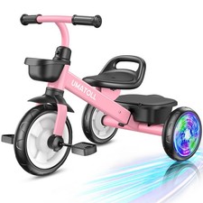 Toddler Tricycle for Ages 2-5, Adjustable Bike with Light-Up Wheels, Outdoor Fun