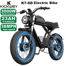 1500/3000W 48V 23Ah 20'' Fat Tire Electric Bike eMountain Commuter MTB Bike