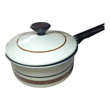 Vintage Regal Ware 2qt Saucepan Cast Aluminum Cookware 3130 Lid Cream Stripe USA