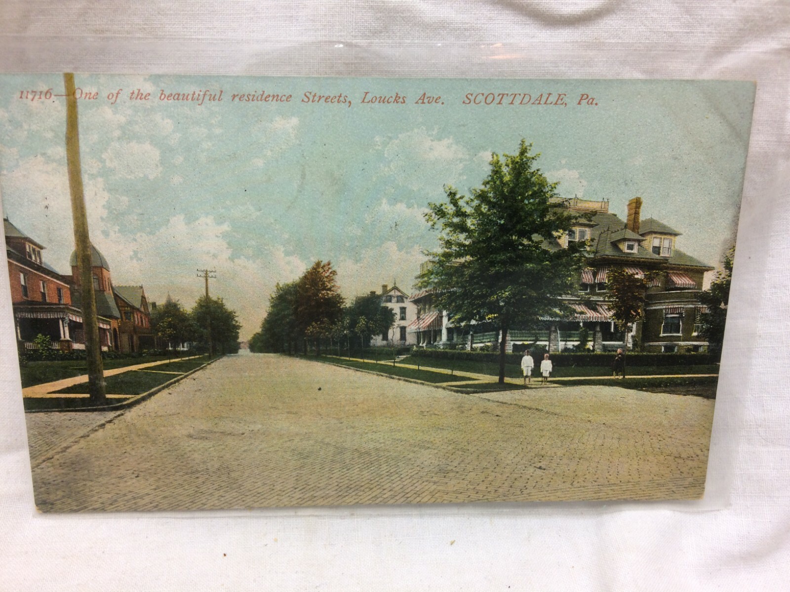Vintage Postcard Loucks Avenue Street Scene Scottsdale Pennsylvania