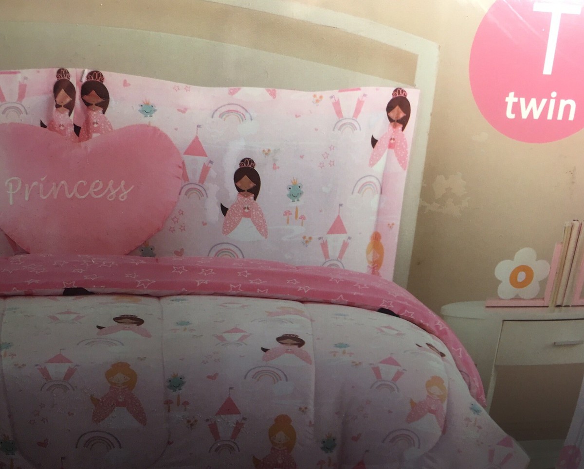 PC Girl Princess Castle Rainbow Comforter Set w Decorative