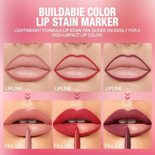 12 Colors Matte Lip Liner Pen Natural Contour Matte Lip Stain Makeup Tool - Picture 6 of 20