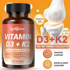 2 in 1 Vitamin D3 K2 Softgels Capsules Supplement Softgel 10000 IU VIT D3 200 K2
