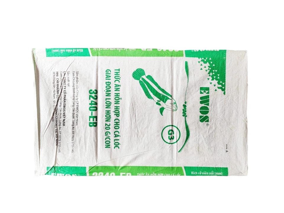 großer Sack | Vietnam Fisch Futter EWOS weiß grün | upcycling  DIY - Bild 4 von 4