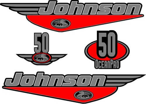 Johnson 50HP Oceanpro Outboard Boat Motor Decal Kit Cowling Engine - Foto 1 di 4