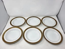6 Sango China 3755 Georgetown 8 1/2" Gold Rim Soup Bowl
