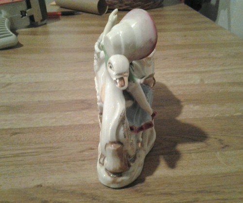 Woman sitting on swan FIGURINE - Picture 4 of 6