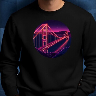 Golden Gate Bridge Neon Sweatshirt Cosy And Perfect For Any Occasion Sbis4XL