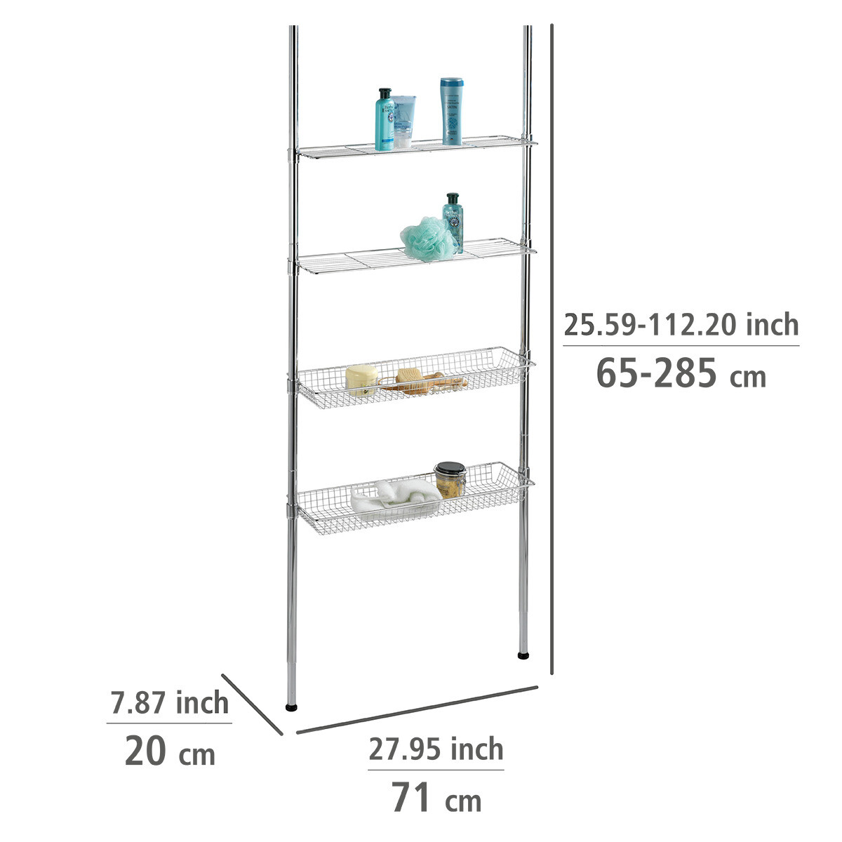 WENKO Wandregal Wandablage Badregal Badablage Küchenregal Teleskop Regal Ellera