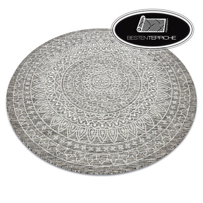 Modern Sisal Teppich LOFT Kreis Rosette beige silber taupe Boho höchste Qualität