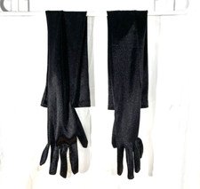 Black Satin like Long over the elbow Gloves Medium Ladies NEW Halloween costume