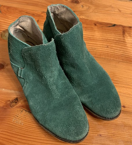 Suede Leather Ankle Boots Emerald Green 