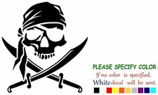 Pirate Skull and Cross Swords Jolly Roger Vinyl Decal Sticker Car Window 6"