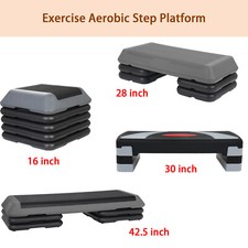 Adjustable Workout Aerobic Step Platform w/ Risers Fitness 16''/28"/30"/42.5"