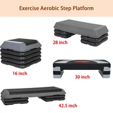 16''/28"/31"/43" Exercise Stepper Fitness Aerobic Step Platform with 4 Risers