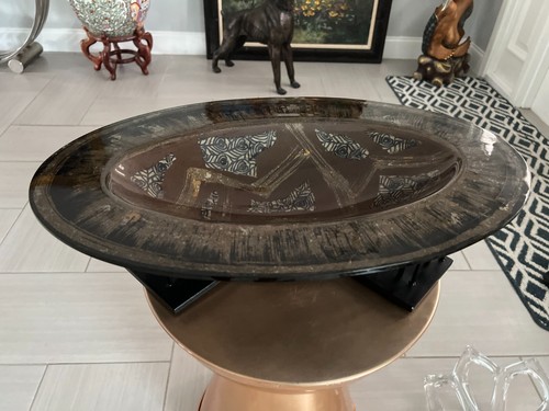 STUNNING EVANS DESIGNS CALIFORNIA MODERN METAL & GLASS MID CENTURY DISPLAY DISH - Bild 3 von 6