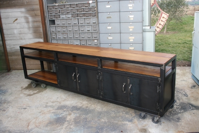 MEUBLE DE BUREAU en Métal Style Industriel Rectangulaire 105x30x71cm - Maison