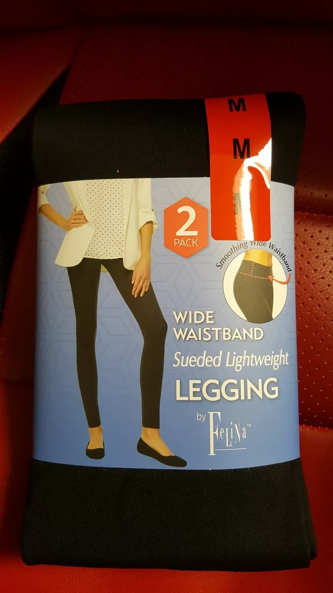 2 pack Felina Leggings Wide Waistband Sueded Lightweight Super Soft MEDIUM