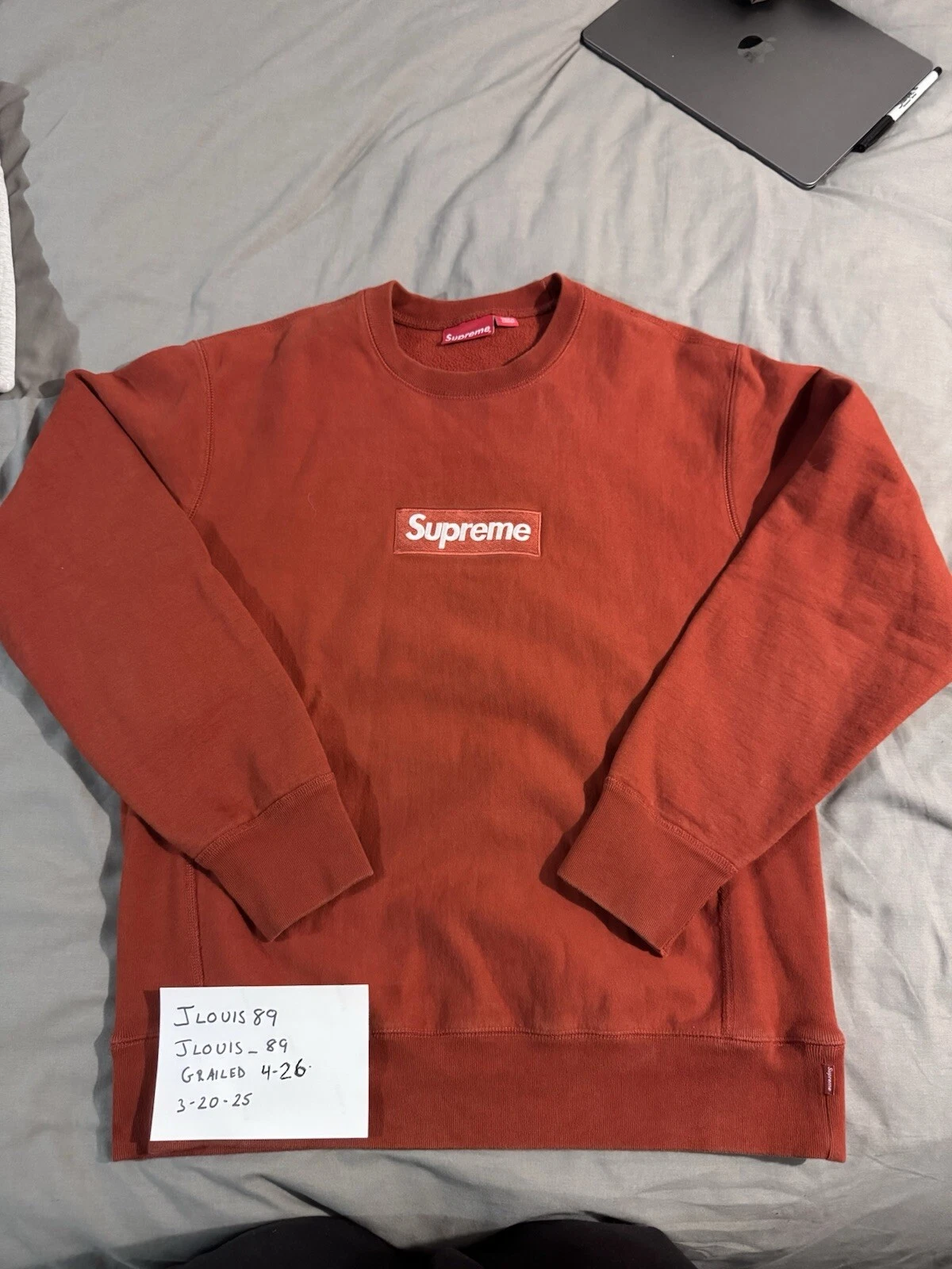 Sweat col rond FW18 Supreme Box Logo rouille 2018 taille L AUTHENTIQUE