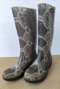 snake print rain boots