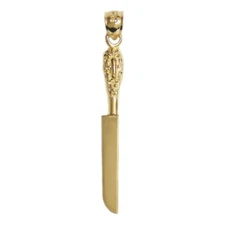 New 14k Yellow Gold Kitchen Utensil Knife Pendant