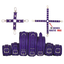 Genuine Cowhide Leather Wrist Ankle Thigh Cuffs Restraint Bondage Set 7 Pieces