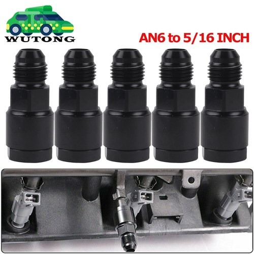 5x EFI Fuel Line Rail Adapter Fittings Feed/Return AN6 to 5/16 Inch LS1