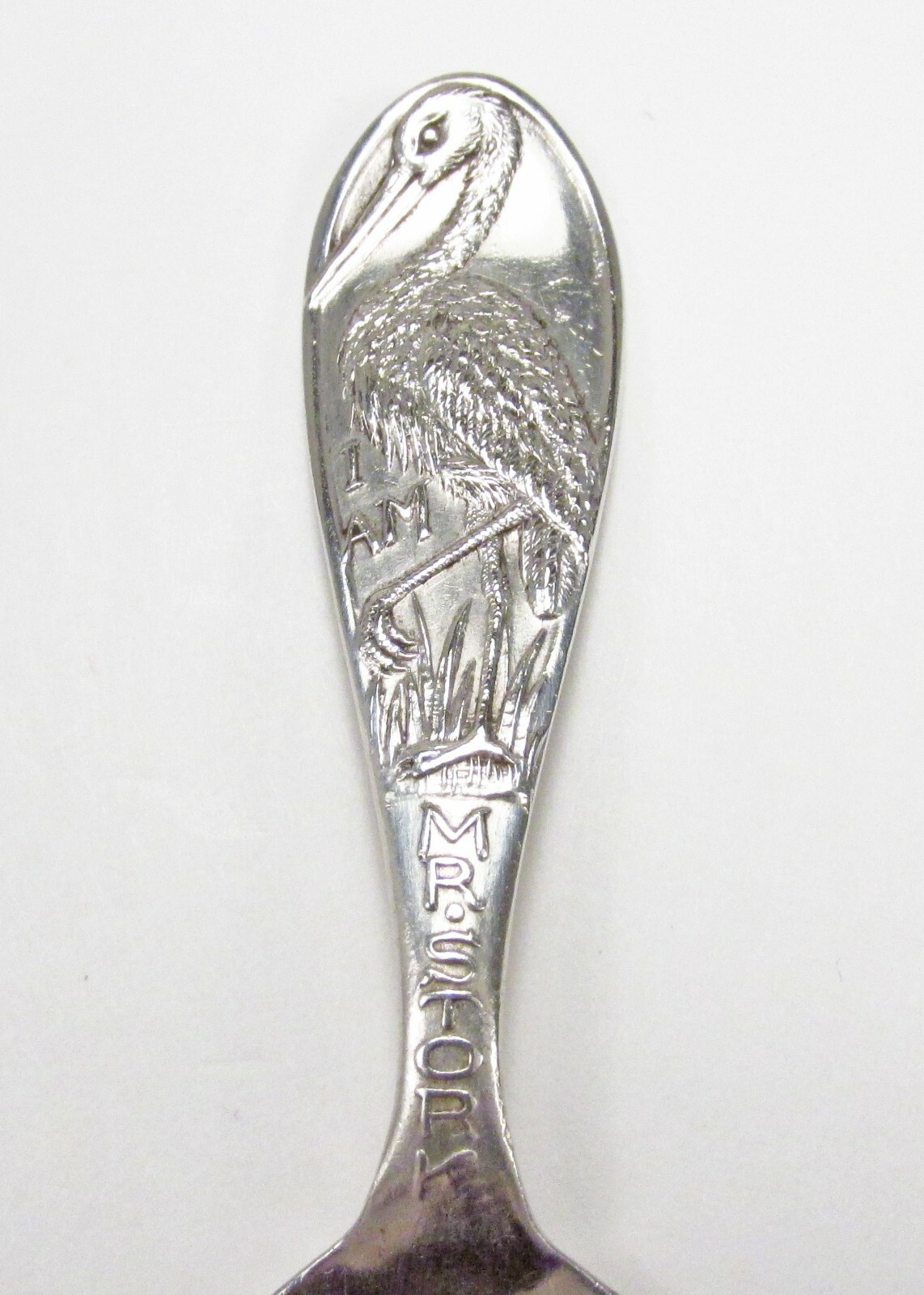 Antique Weidlich USA I Am Mr. Stork Sterling Silver Birth Record Baby Spoon eBay